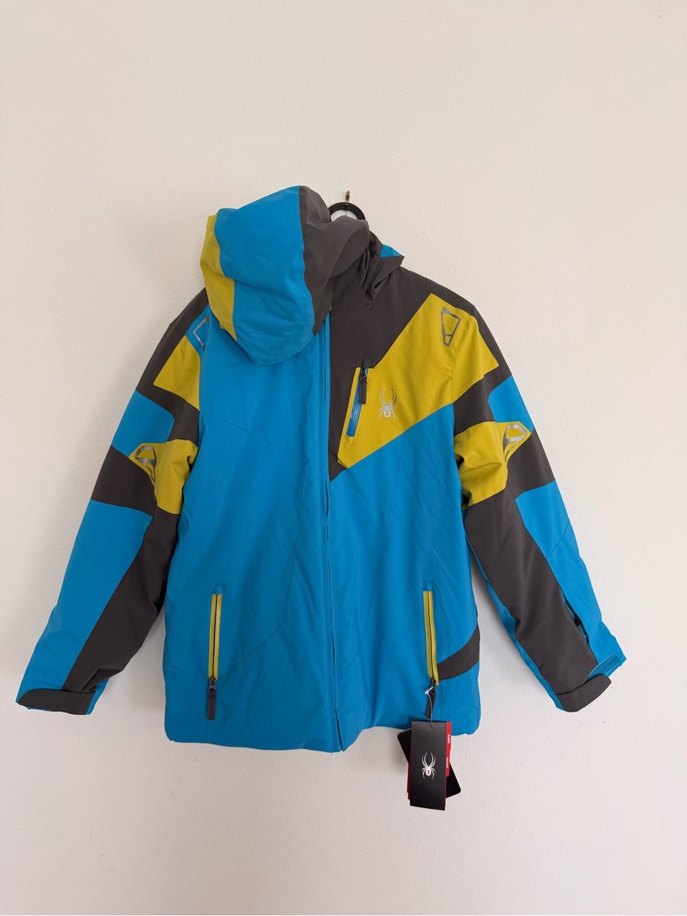 Spyder Leader Boys Hooded Full Zip Ski Jacket Zipped Pockets 18